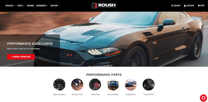Roush Performance website homepage