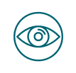 An illustrated icon of an eye enclosed within a circle, depicted in teal color. The eye features a distinct iris and pupil, symbolizing vision or observation.