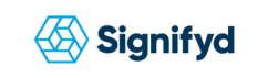 Blue geometric logo next to the text Signifyd in blue font on a white background.