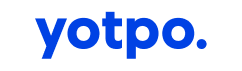 The image shows a minimalist logo with the text yotpo in bold, lowercase blue letters on a white background.