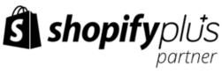 Shopify Plus partner logo featuring a black shopping bag icon with a white lowercase s and the word shopify in black lowercase letters to the right.