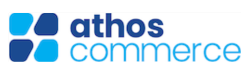 blue text logo on a white background displaying the words athos commerce in lowercase, bold sans-serif font.