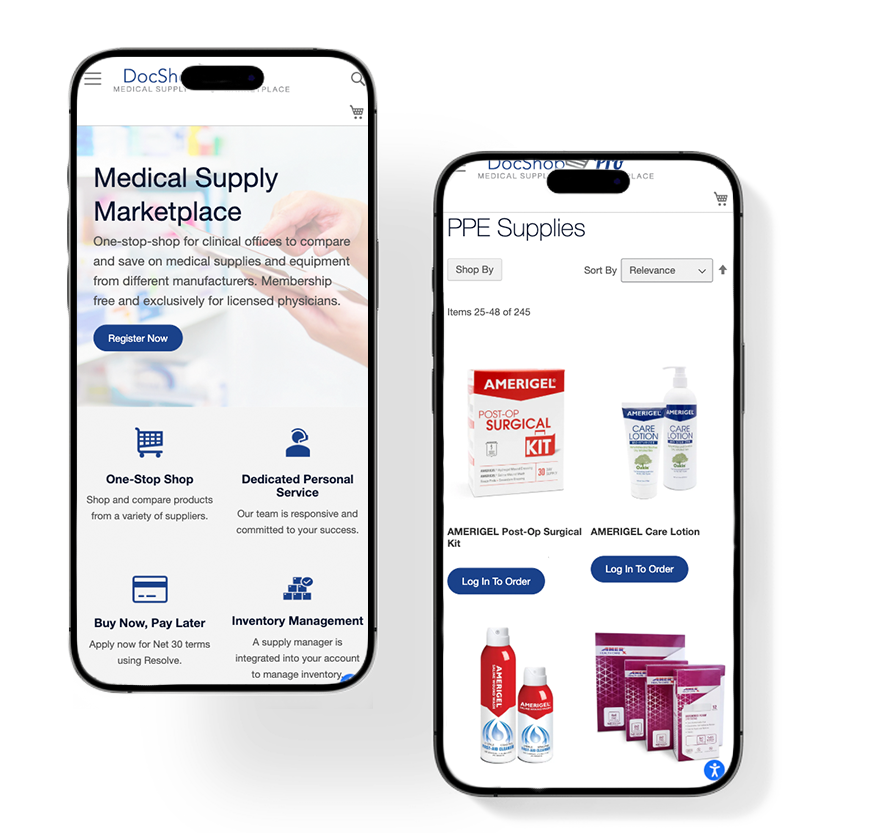 DocShop site on mobile phone