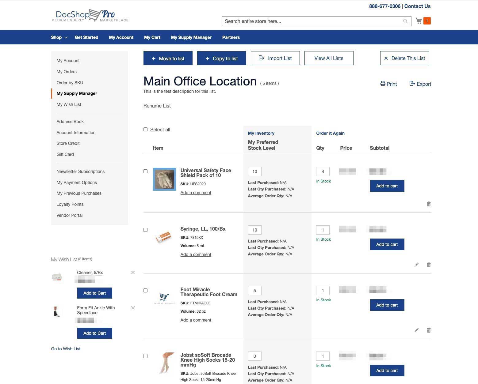 my supply manager screenshot